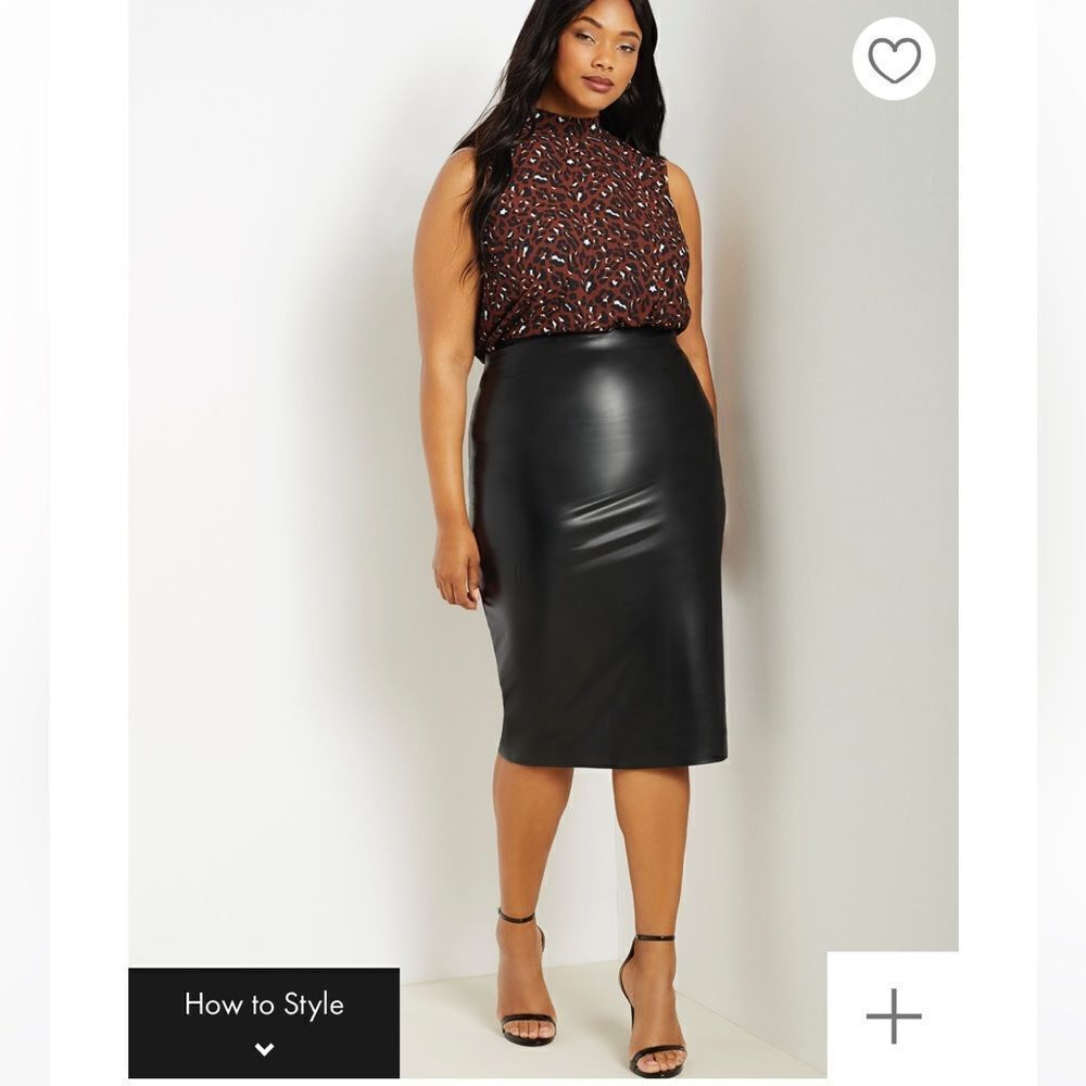 Eloquii Faux Leather Column Skirt - Picture 3 of 5